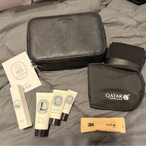Qatar Airlines Black Amenity Kit with Diptyque Travel Accessories Philosykos